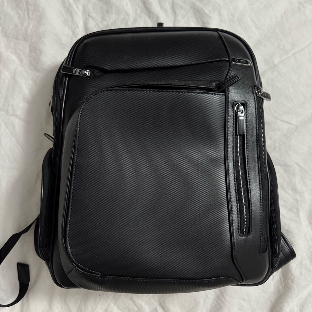 Tumi Backpack - Black Leather and Expandable
